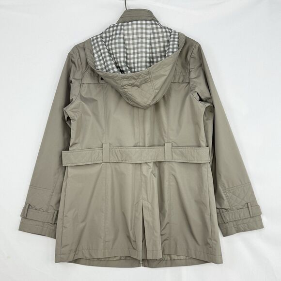 Liz Claiborne NY Green Lined Rain Windbreaker Coat Hooded Coat Womens Size M - Picture 2 of 16